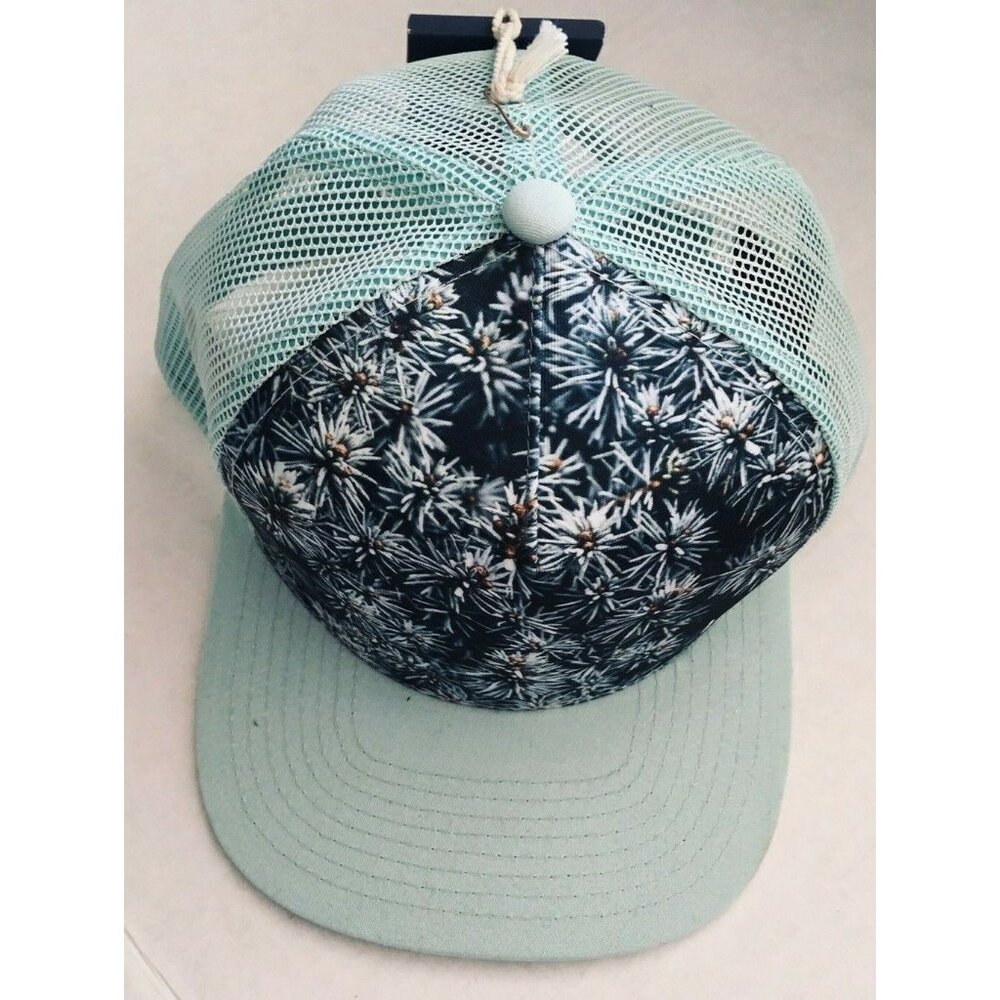 NWT 10 Tree Baseball Cap Mesh Top Adjustable Snap Blue Floral Flat VisorOne Size